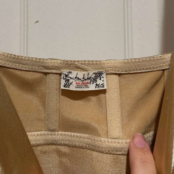 Free People Casino Got Glam Tie Strap Gold Satin Midi Dress - Picture 7 of 11